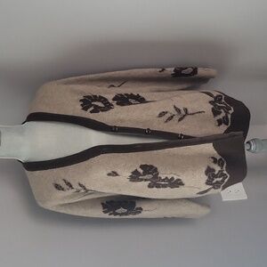 Yak Wool Brown Floral Cardigan.